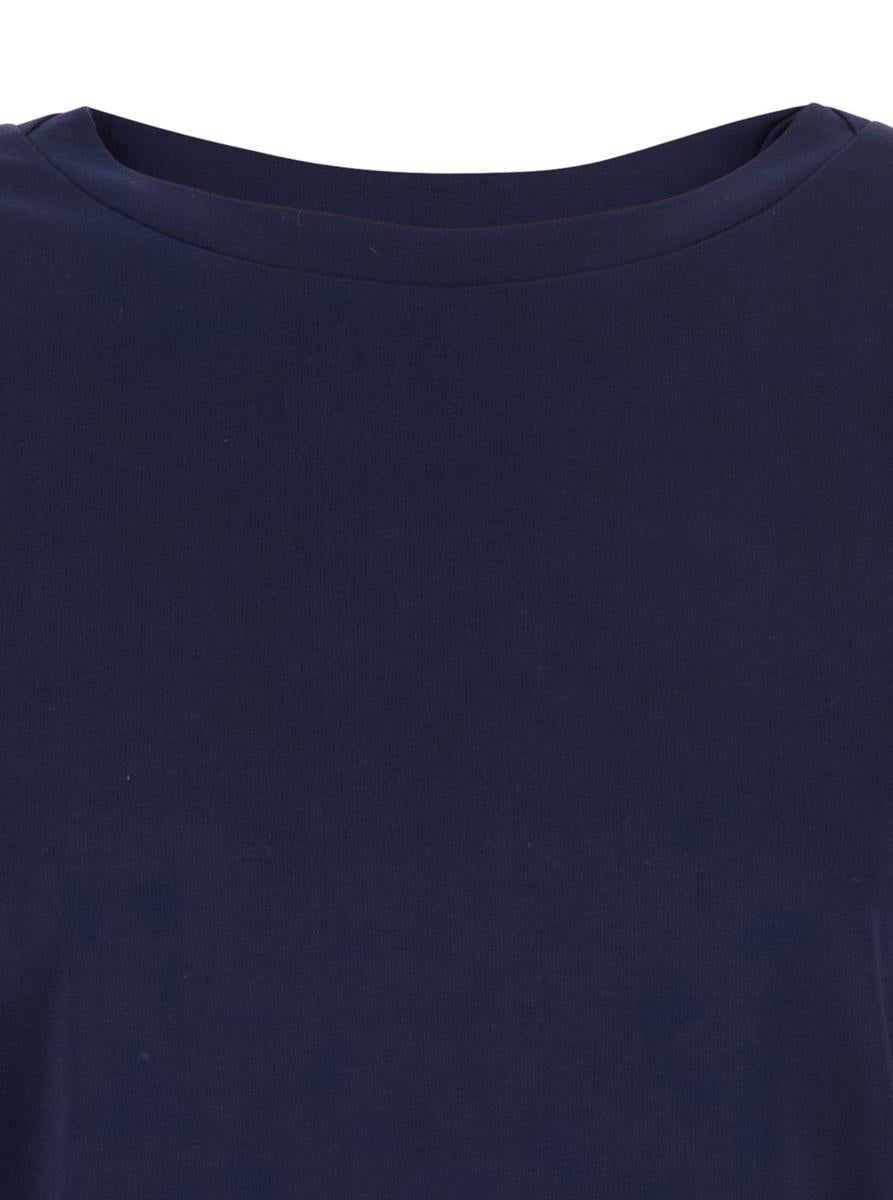 Blue T-Shirt With Round Neck And Three-Quarter Sleeves In Fabric Woman