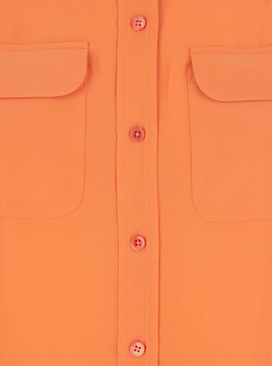 'Signature' Orange Shirt With Pointed Collar In Silk Woman