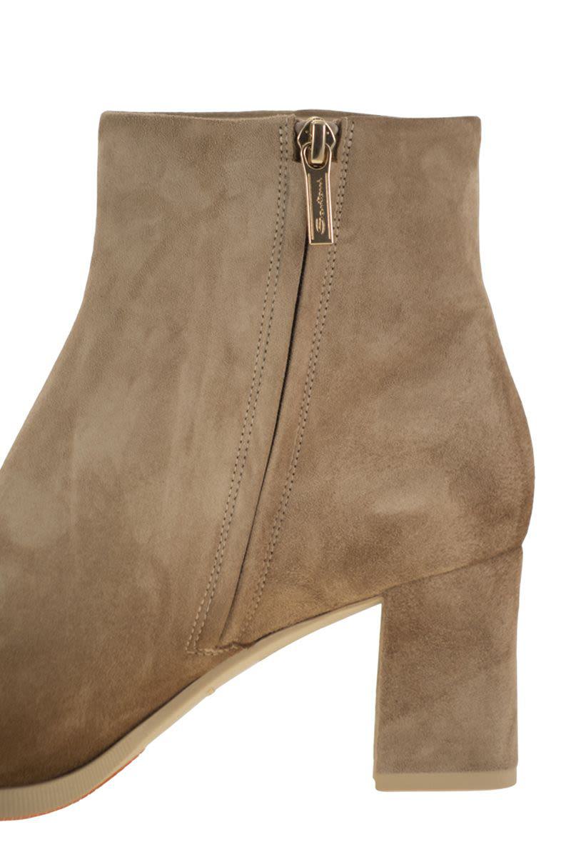 Santoni Mid-Heel Suede Ankle Boots