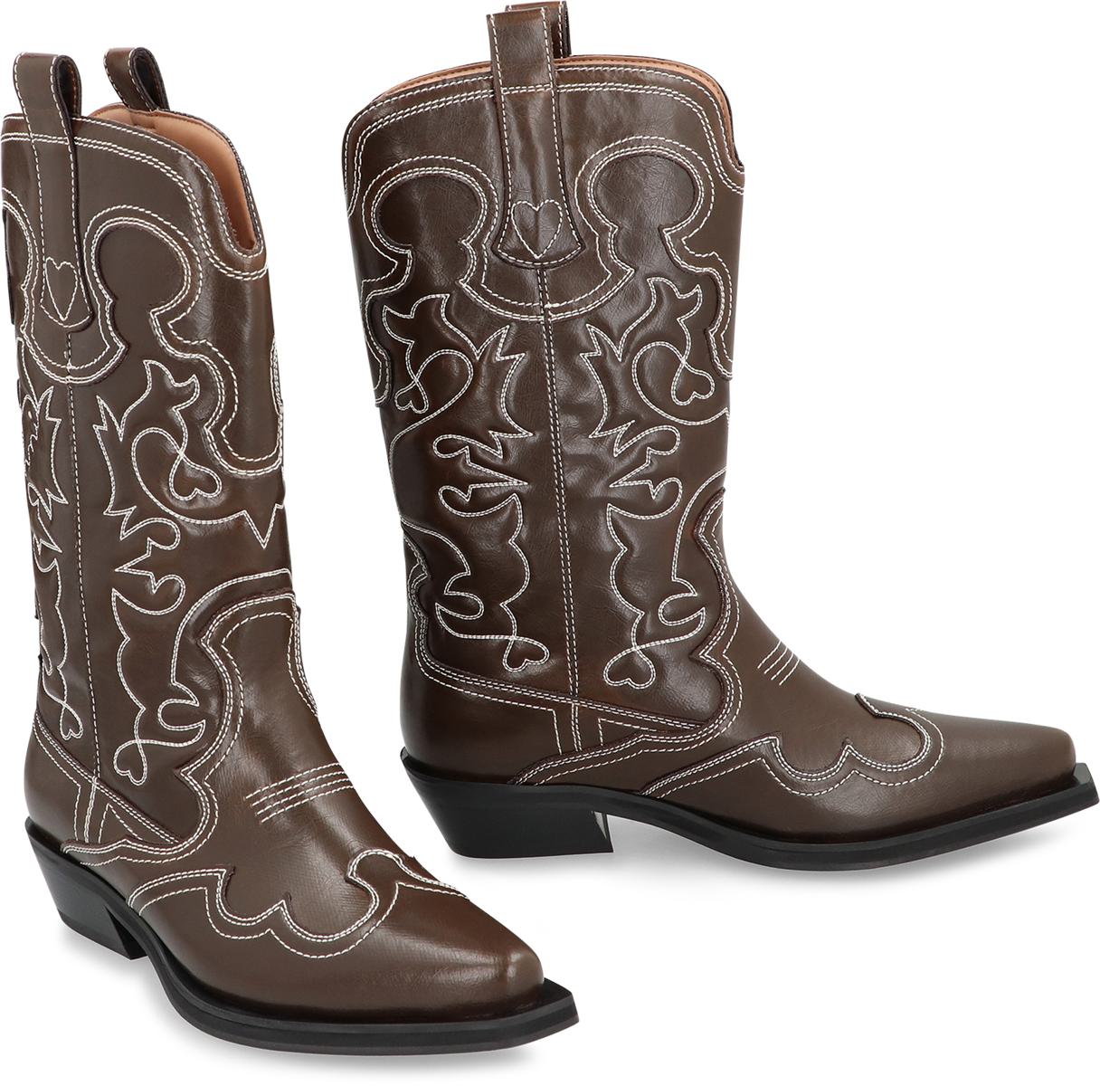 Ganni Leather Ankle Boots