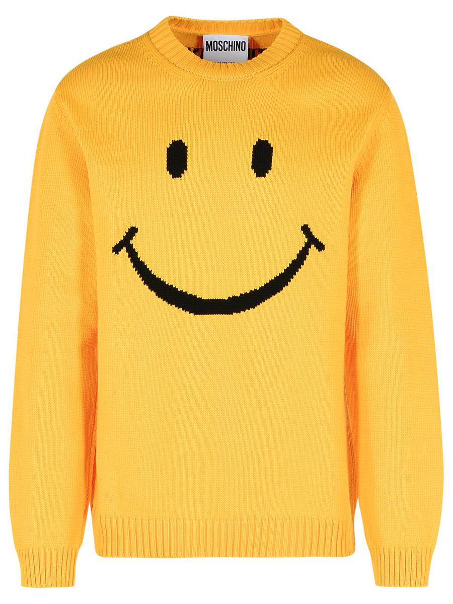 Moschino 'Smile' Yellow Cotton Blend Sweater