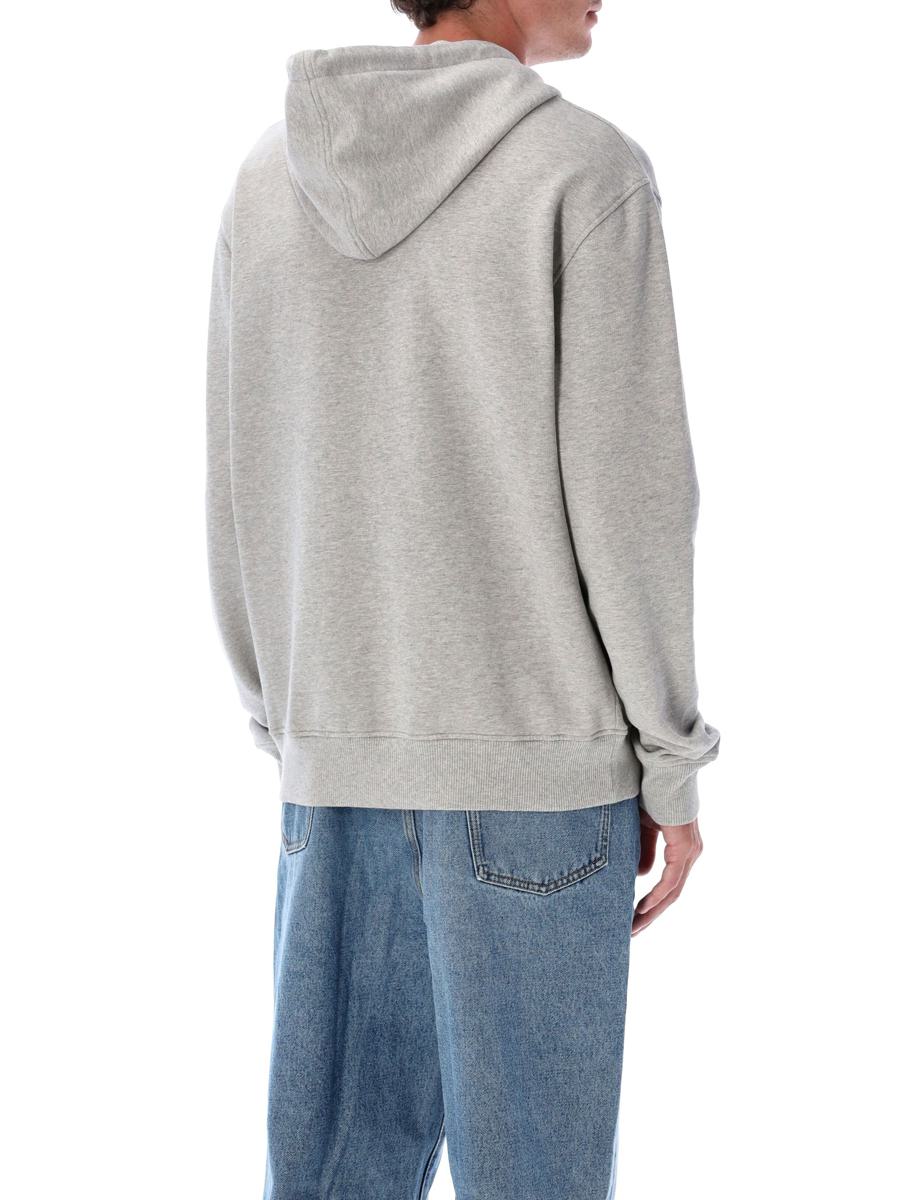 AMI Paris Grey Zipped Cotton De Coeur Hoodie