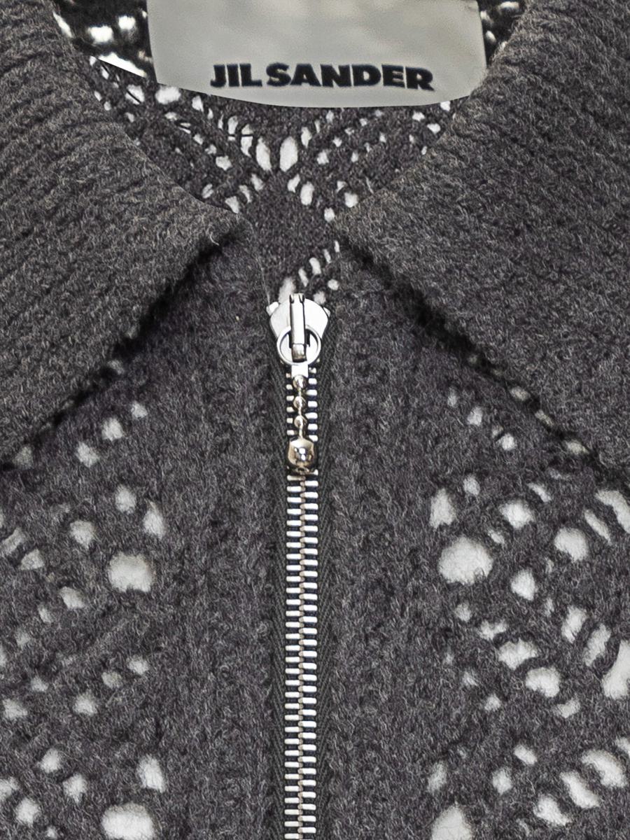 Jil Sander Jil Sander Grey Embroidered Knitted Jacket