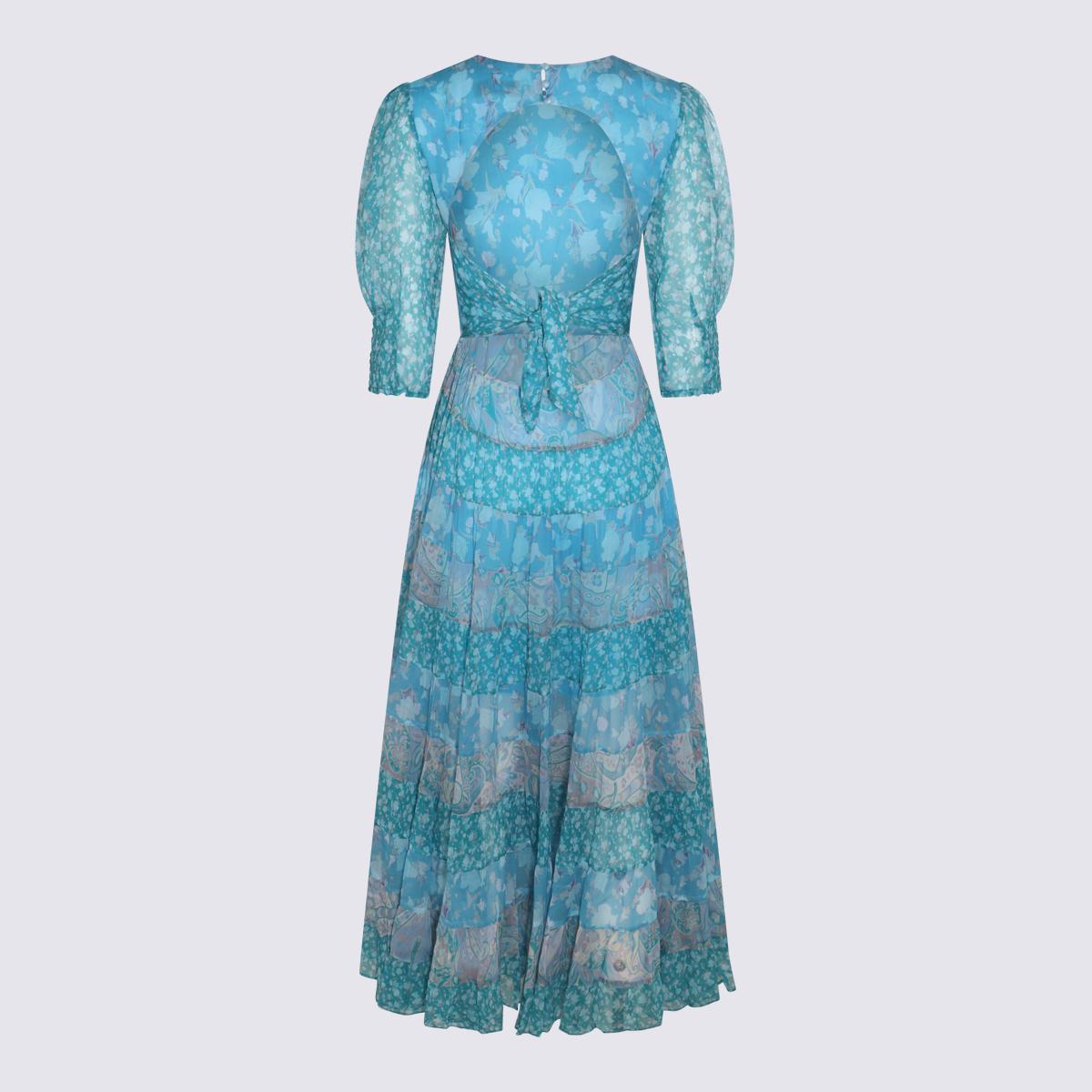 Rixo Havana Floral Blue Mix Viscose Agyness Dress