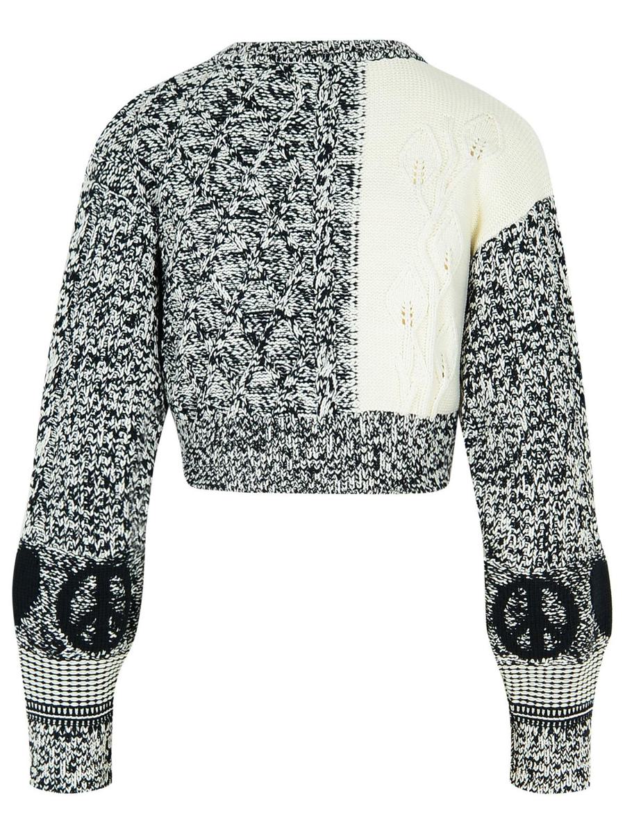 Moschino Jeans 'Patch' White Cotton Blend Sweater