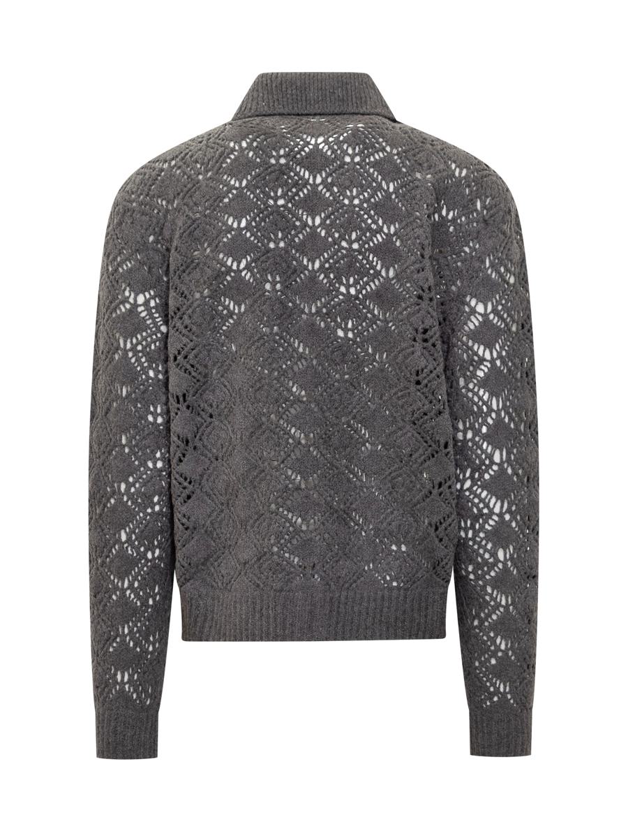 Jil Sander Jil Sander Grey Embroidered Knitted Jacket