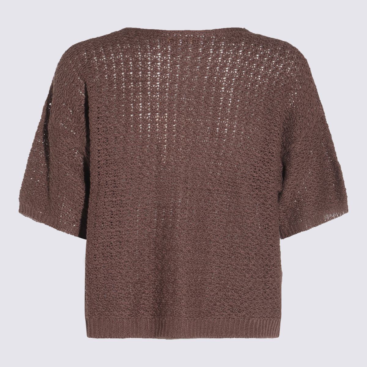 Antonelli Brown Linen And Cotton Top