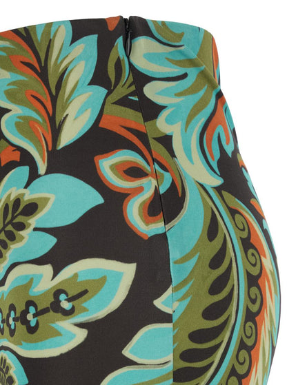 Multicolor Trousers With All-Over Paisley Print In Viscose Blend Woman