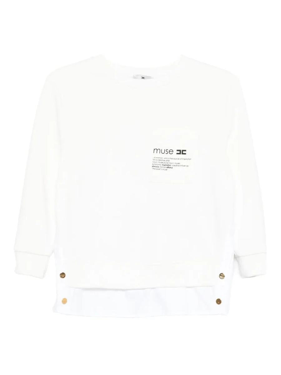 Elisabetta Franchi Fleece Top With Details In Poplin Fabric Clothing