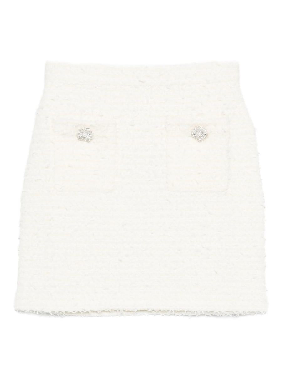 Self-Portrait Cream Textured Knit Mini Skirt Clothing