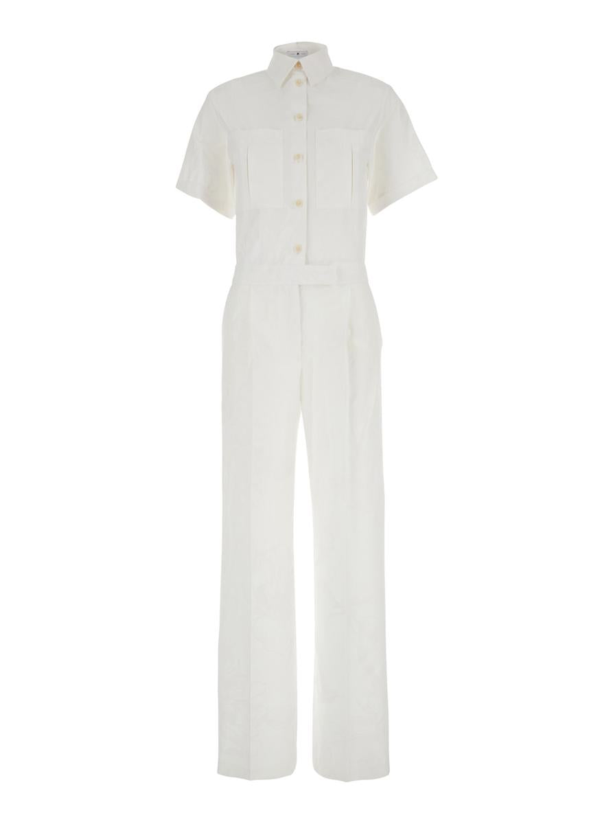 White Tracksuit With Patch Pockets On The Chest And Elastic Waist In Cotton Woman