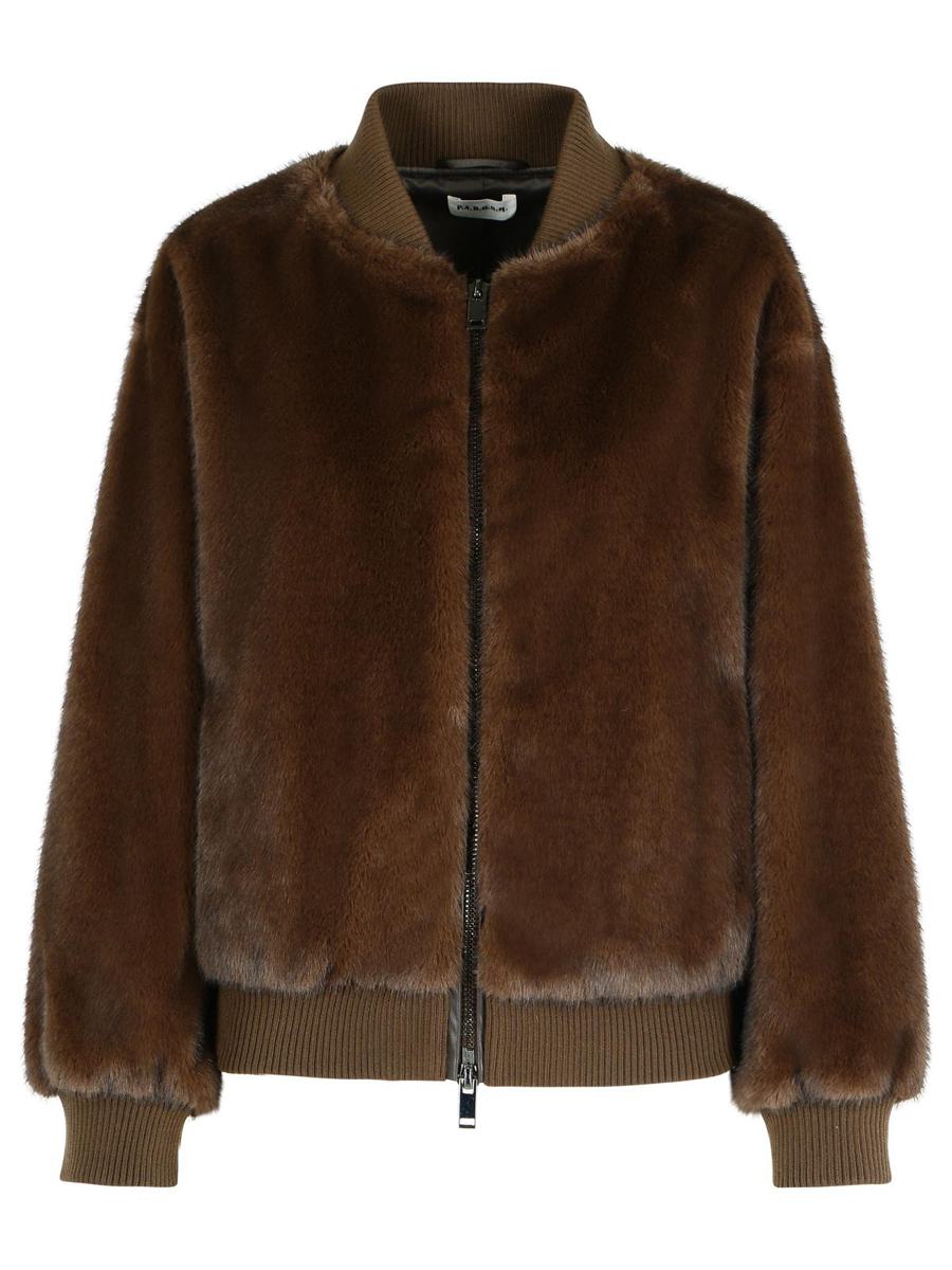 P.A.R.O.S.H. Brown Faux Fur Coat