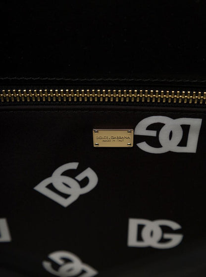 'Dg Logo' Black Medium Shopper In Leather Woman