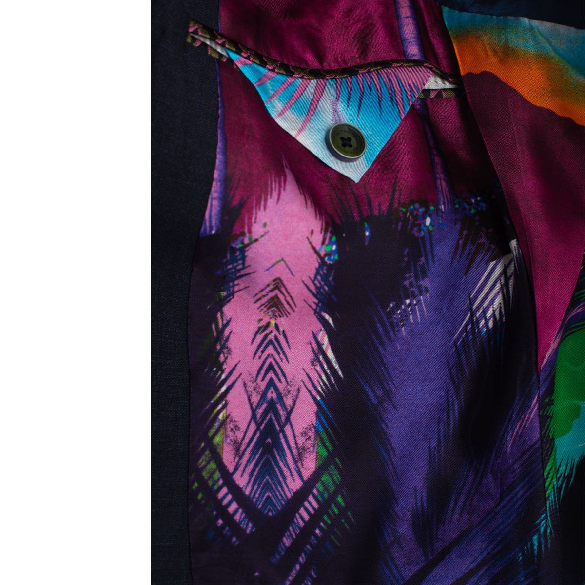 Etro Blue Jacket With Patterned Inner Lining