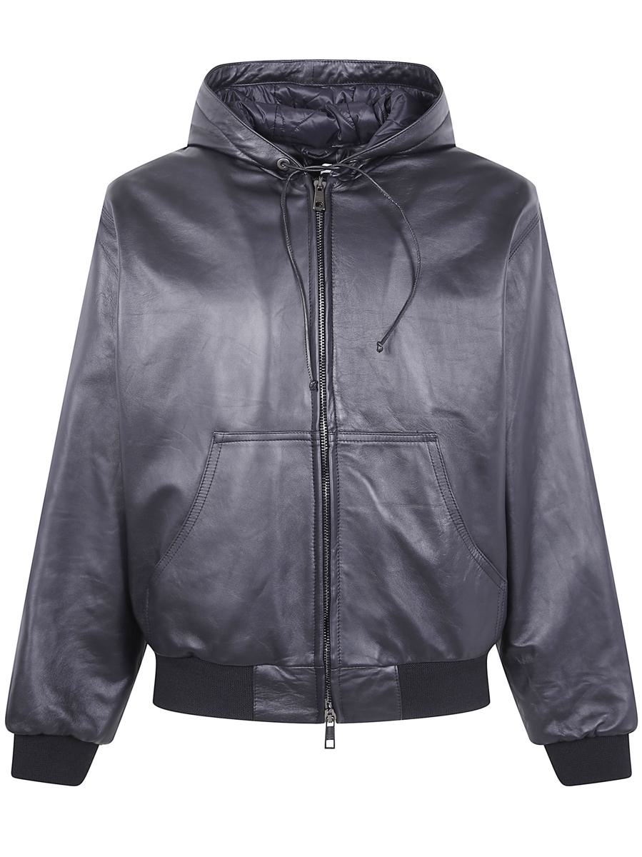 Giorgio Brato Nappa Leather Oversized Hooded Bomber Jacket Clothing