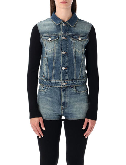 Coperni Hybrid Rib Knit And Denim Trompe-L'Œil Jacket