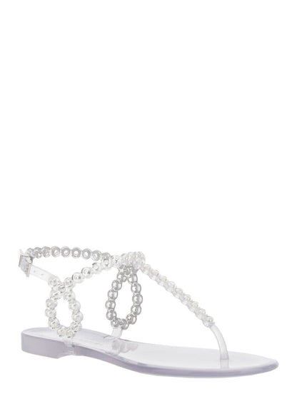 'Almost Bare' Metallic Colored Sandals With Eyelet Decorations And Buckle Closure In Rubber Woman