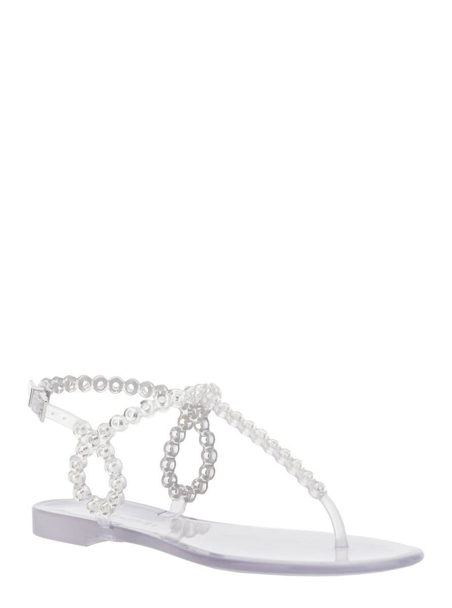 'Almost Bare' Metallic Colored Sandals With Eyelet Decorations And Buckle Closure In Rubber Woman