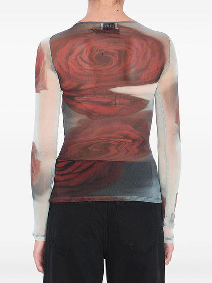 Jean Paul Gaultier The Red Blurry Roses Top