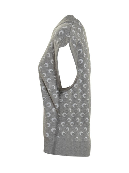 Marine Serre Vest With Moon Print And V-Neckline By Marine Serre
