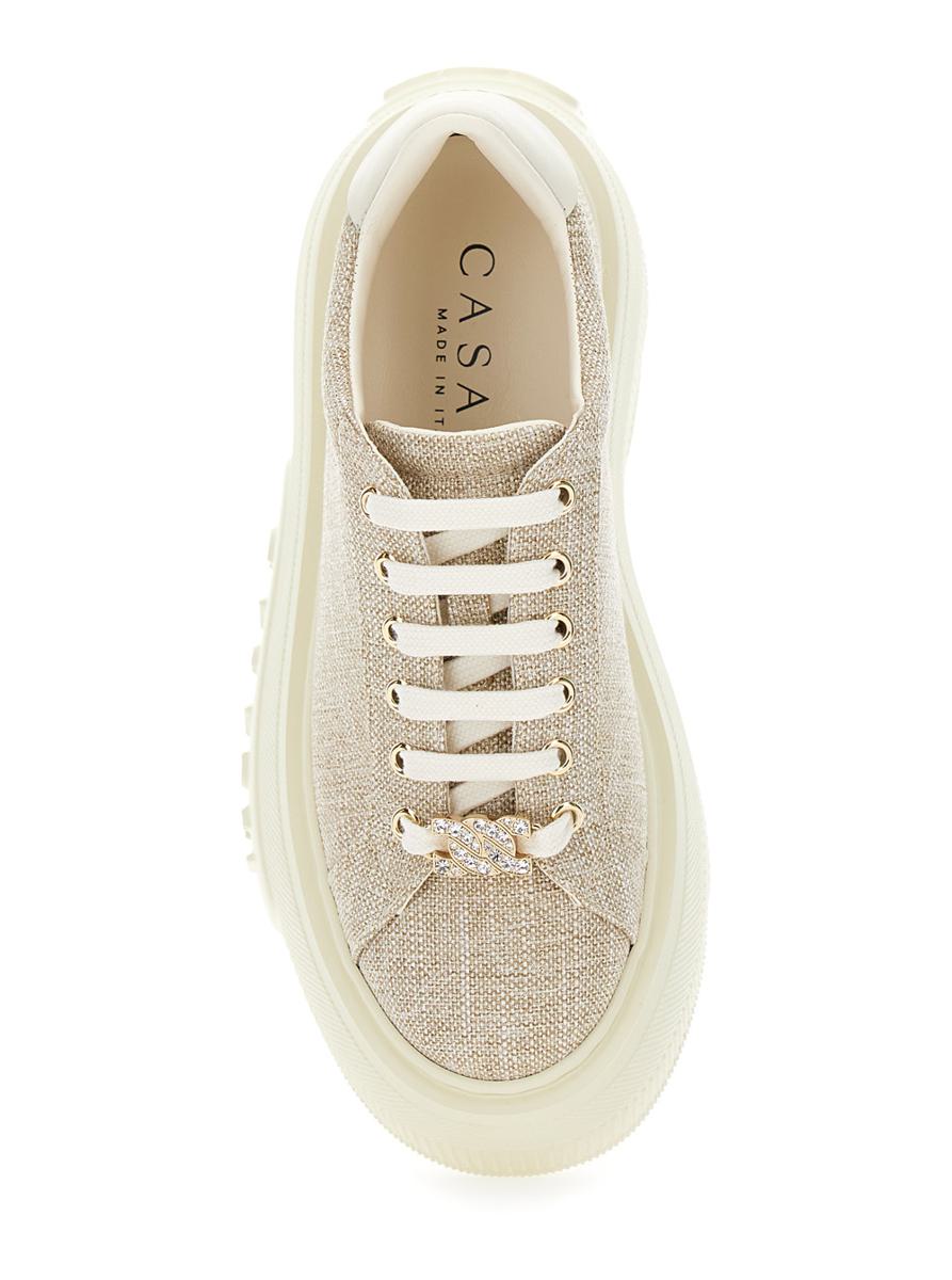 'Nexus Jutalux' Beige Sneakers With Chunky Oversize Sole And Logo In Leather And Fabric Blend Woman