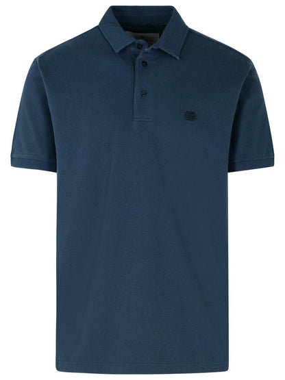 Etro 'Roma' Navy Cotton Polo Shirt