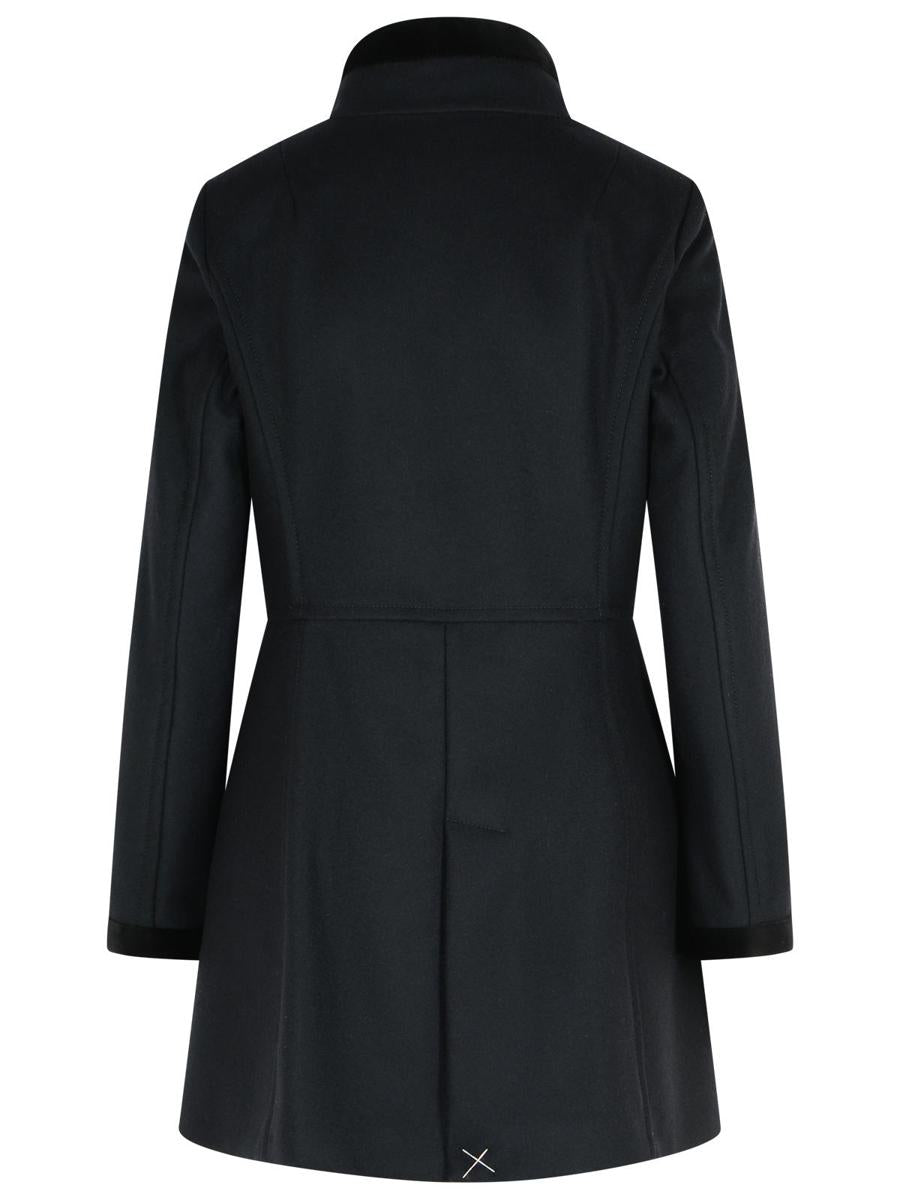 Fay Black Wool Blend Coat