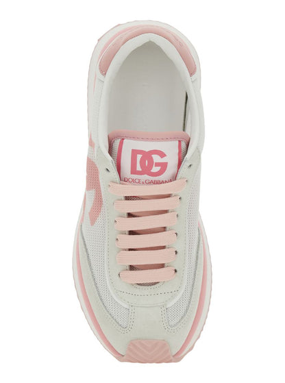 'Aria' Pink Running Sneakers With Logo Detail In Suede And Tech Fabric Woman