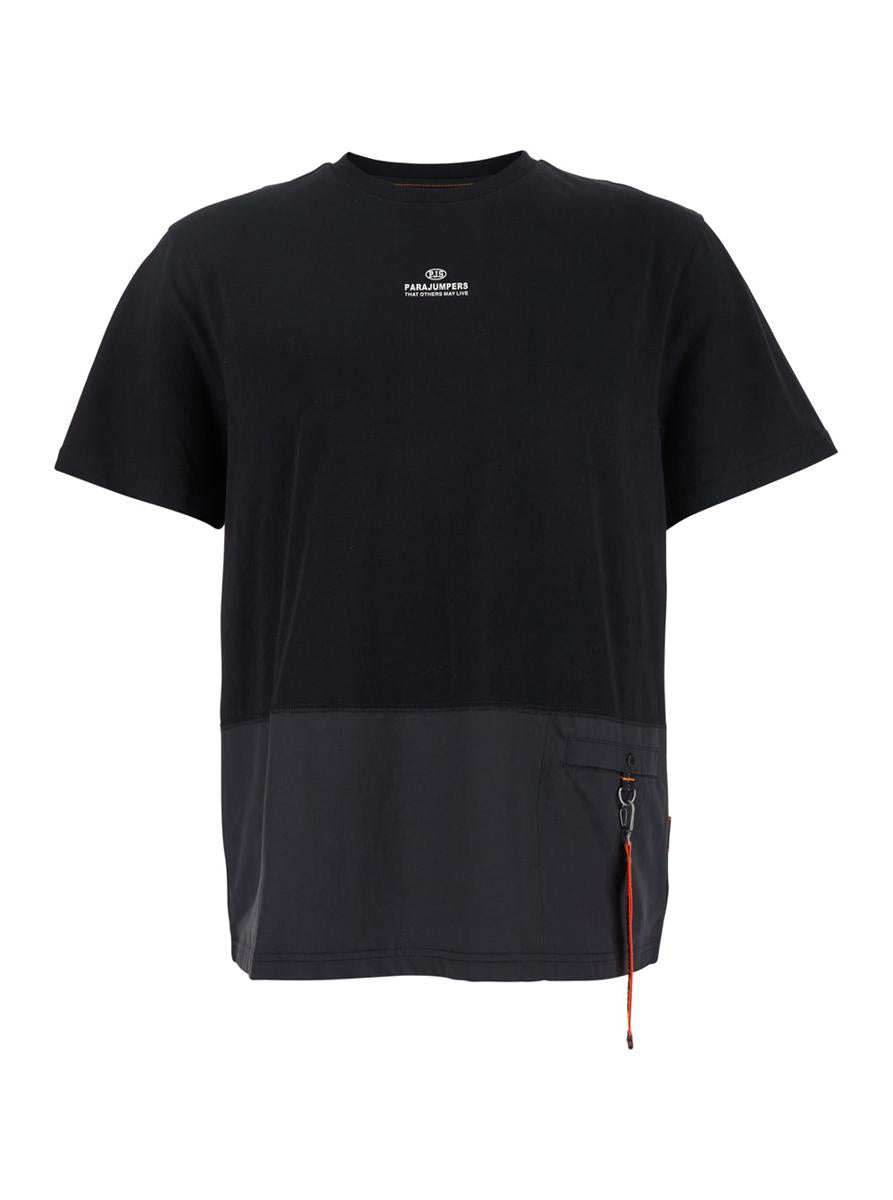 'Clint' Black Crewneck T-Shirt With Logo Detail On The Front In Cotton Man