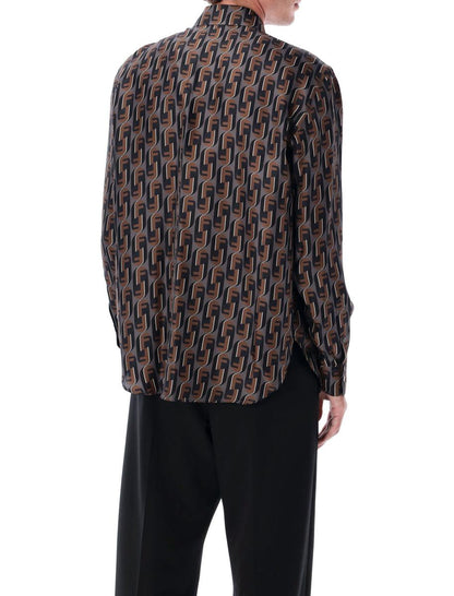 Fendi Brown Nity Printed Silk Shirt