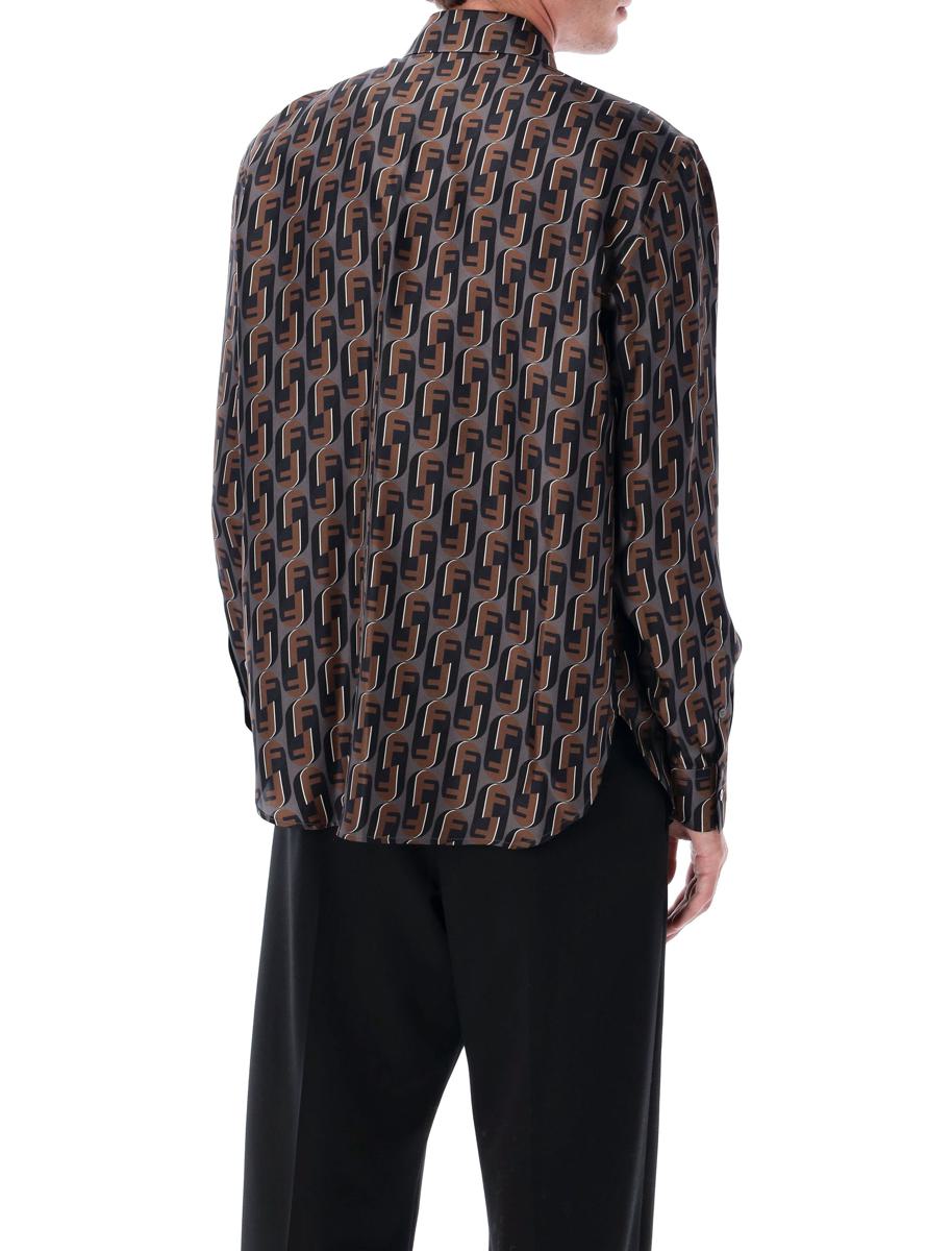 Fendi Brown Nity Printed Silk Shirt