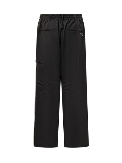 Y-3 Adidas Black Baggy Pants With Side Bands Y-3