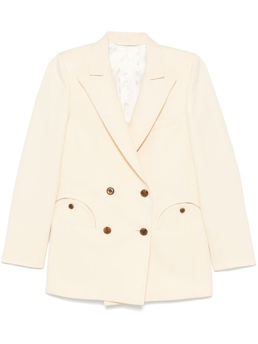 Blazé Milano 'Esse' Double-Breasted Blazer In Cream Linen And Silk