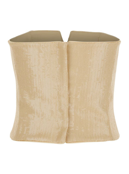 Beige Bustier Top With All-Over Sequin Application In Fabric Woman