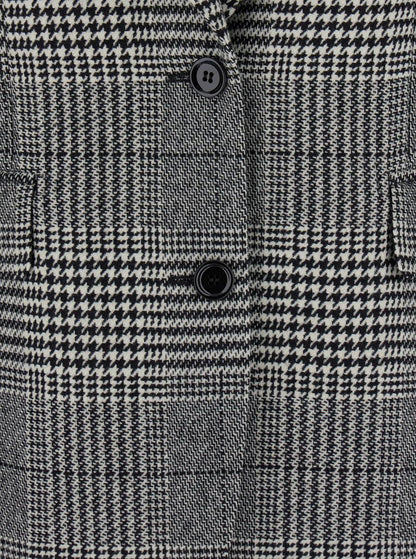 Grey Single-Breasted Jacket With Peak Revers In Wool And Cashmere Woman