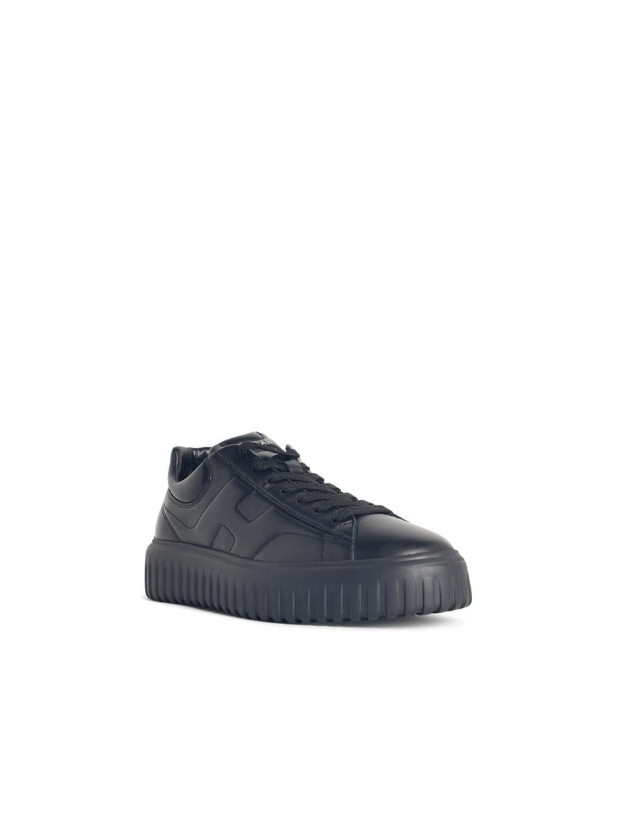 Hogan 'H-Stripes' Black Leather Sneakers