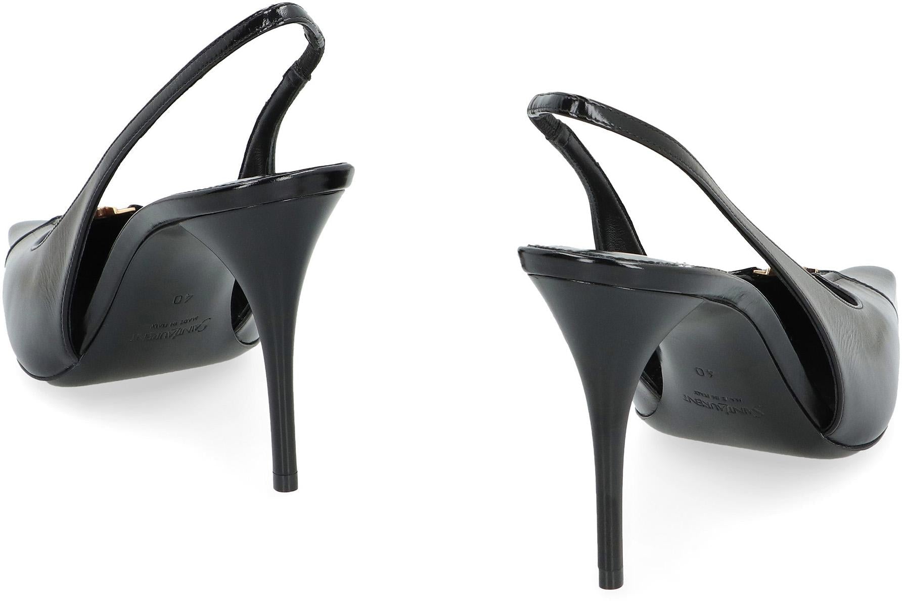 Saint Laurent Babylone Breteuil Leather Slingback Pumps