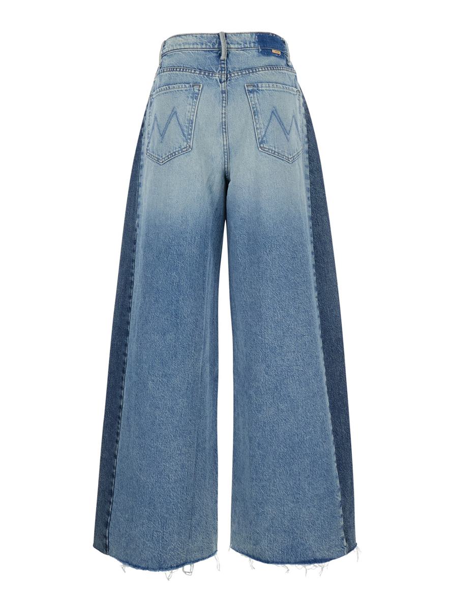Blue Five-Pocket Jeans With Patchwork Design In Denim Woman