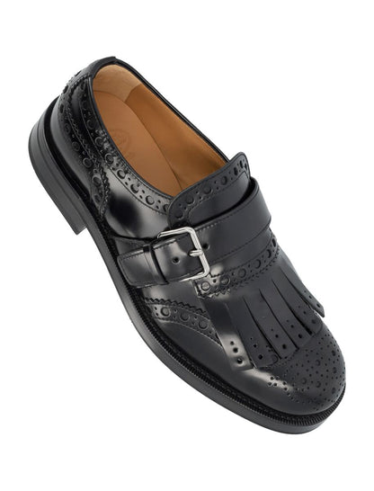 Church'S Black Leather Monk Strap Brogues