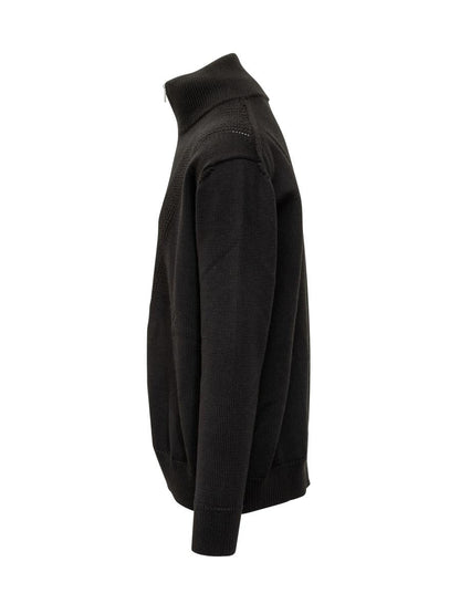 Jil Sander Black Cardigan In Technical Knit Jil Sander