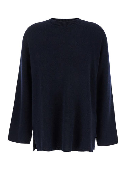 Blue Relaxed Crewneck Sweater In Cashmere Woman