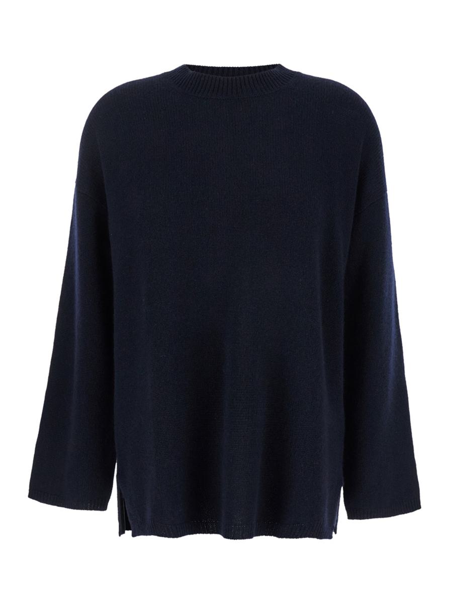 Blue Relaxed Crewneck Sweater In Cashmere Woman