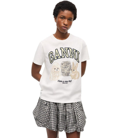 Ganni Animals White T-Shirt
