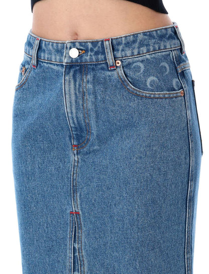 Marine Serre Moon Laser Denim Long Skirt