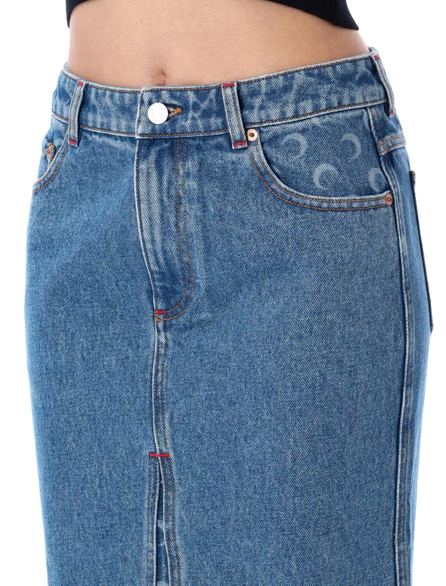 Marine Serre Moon Laser Denim Long Skirt