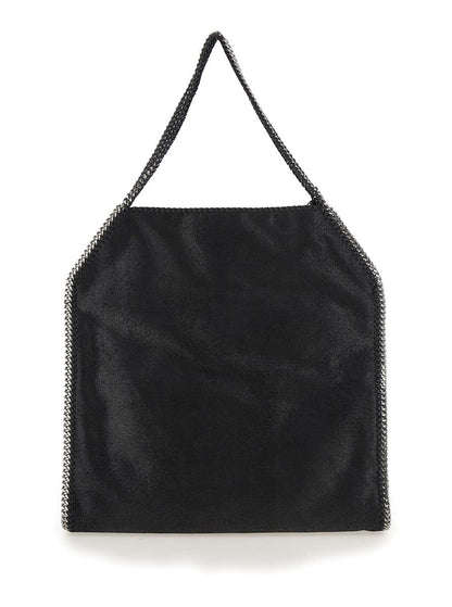 Black Handbag With Diamond-Like Chain And Logo Charm On The Front In Ecoleather Woman