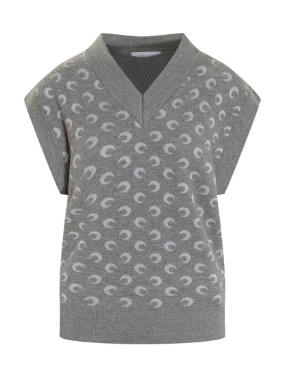 Marine Serre Vest With Moon Print And V-Neckline By Marine Serre