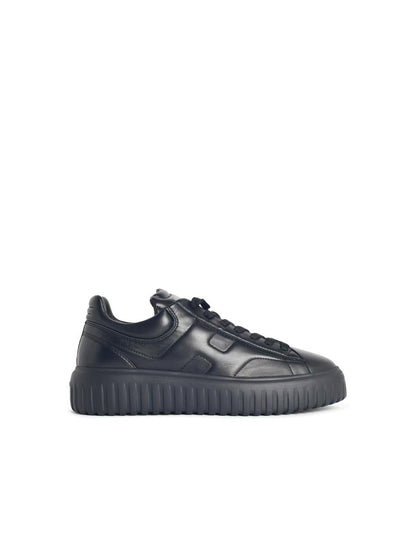 Hogan 'H-Stripes' Black Leather Sneakers