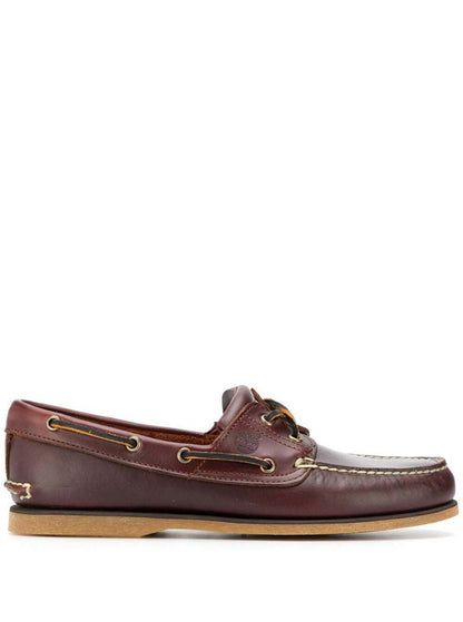 Classic Boat Loafers In Brown Leather Man