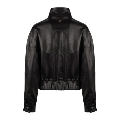 Dondup Black Slim Nappa Leather Bomber Jacket